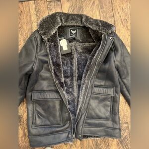 brave soul london faux leather coat